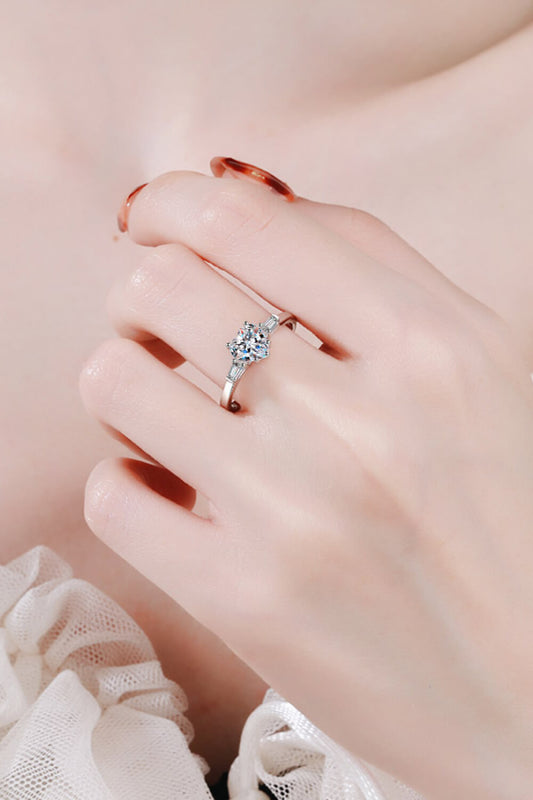 1.2 Carat Moissanite Heart Ring in Silver - women's ring