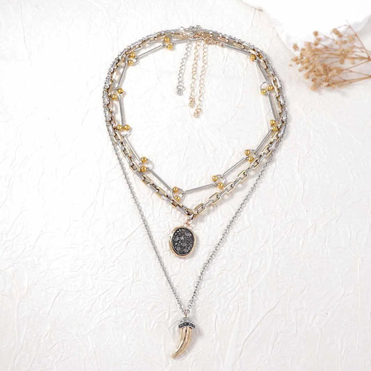 3 Piece Stainless Steel Pendant Necklace - alternate necklace view