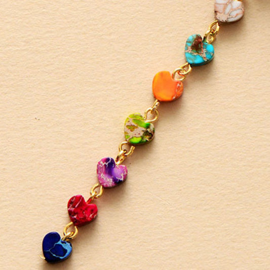 Heart Shape Natural Stone Necklace in Multicolor - women's necklace