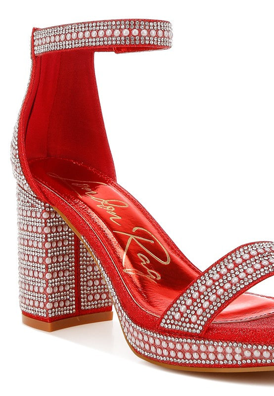 Pearl Embellished Sandals A