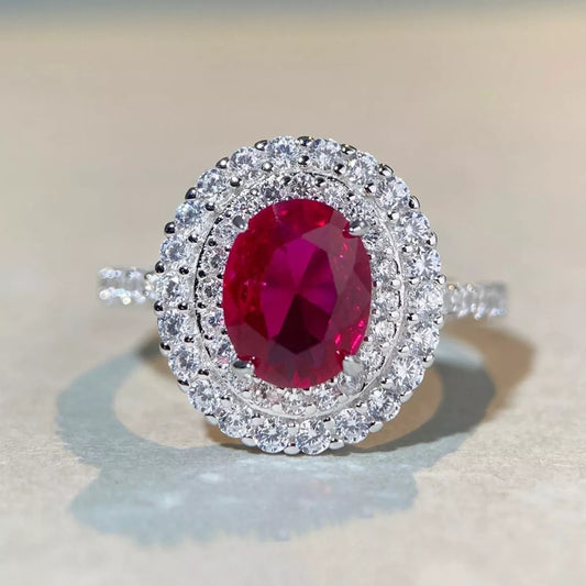 Sterling Silver Zircon Round Ring in Scarlet - women's ring