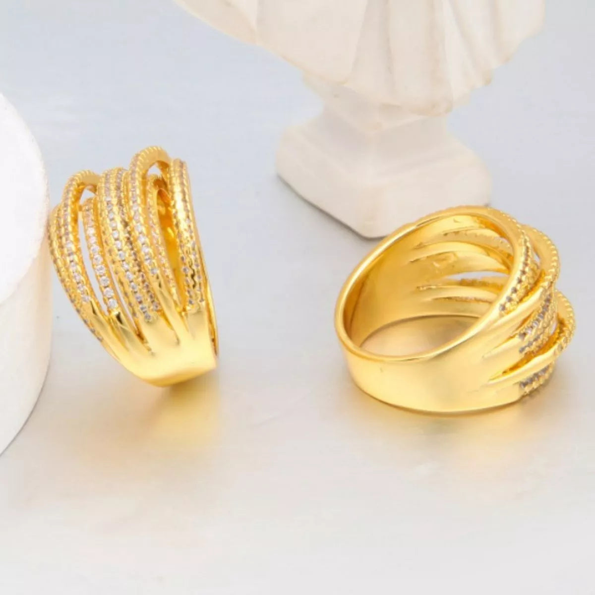 18K Gold-Plated Multi-Row Ring - alternate ring view