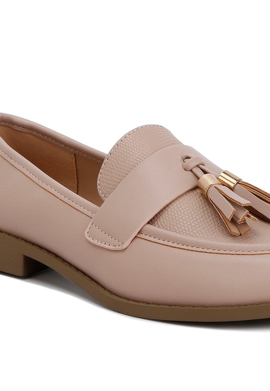 Faux Leather Tassel Loafers