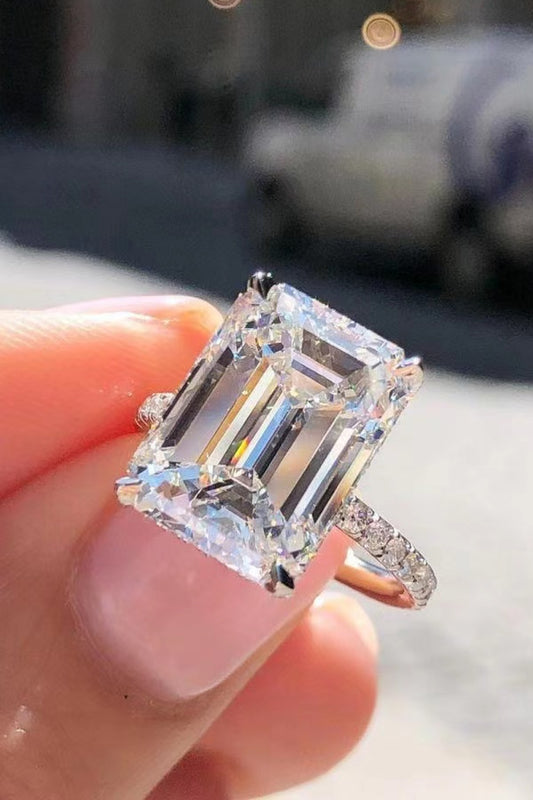 5 Carat Moissanite Side Stone Ring in Silver - women's side-stone ring