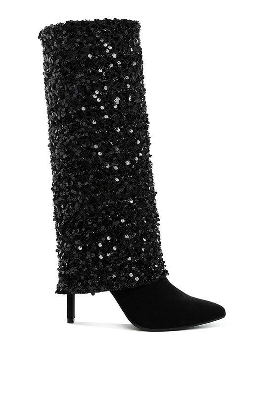 Sequinned Fold-Over Boots