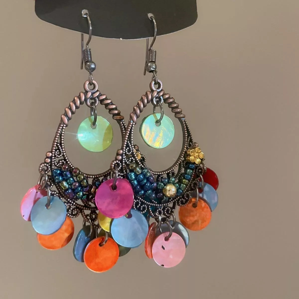 Stainless Steel Shell Dangle Earrings - alternate earring view