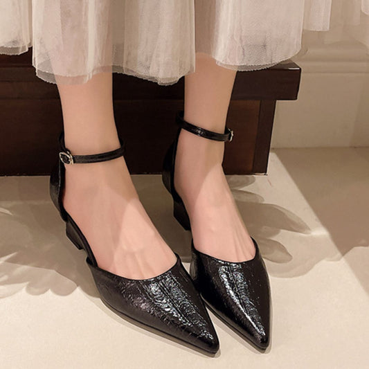 Pointed-Toe Ankle-Strap Pumps in Black - women's heels
