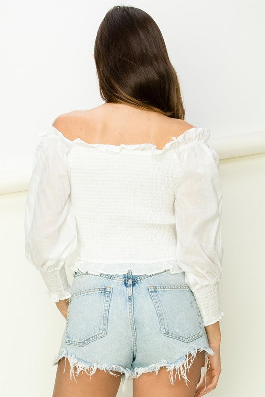 Off-Shoulder Smocked Blouse