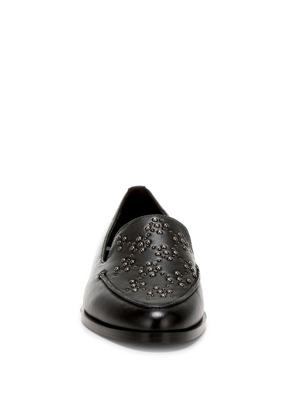 Studded Genuine Leather Loafers