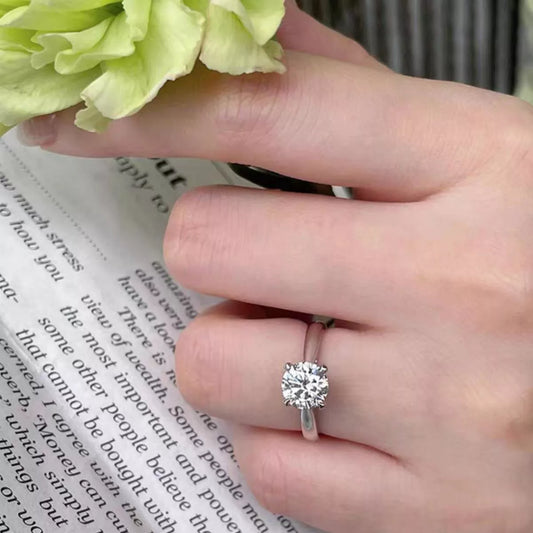 2 Carat Moissanite Sterling Silver Ring - alternate ring view