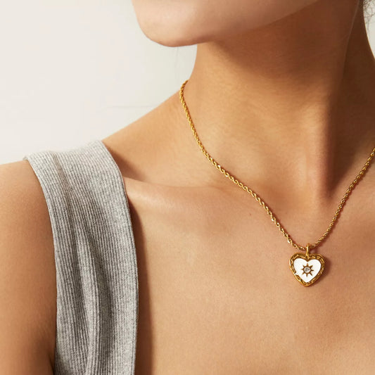 18K Gold-Plated Zircon Heart Necklace - alternate necklace view