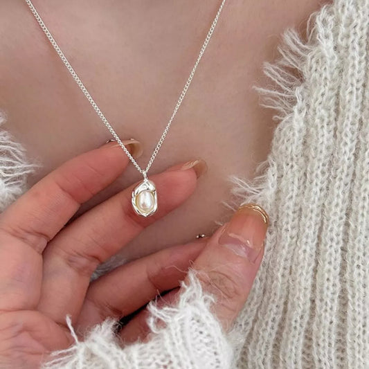 Pearl Sterling Silver Necklace in Gold - women's necklace
