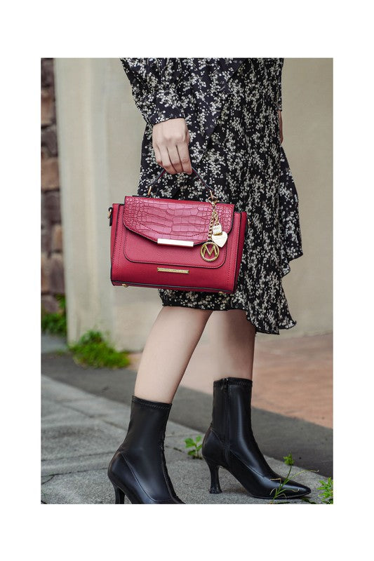 Sylvie Croco Embossed Handbag