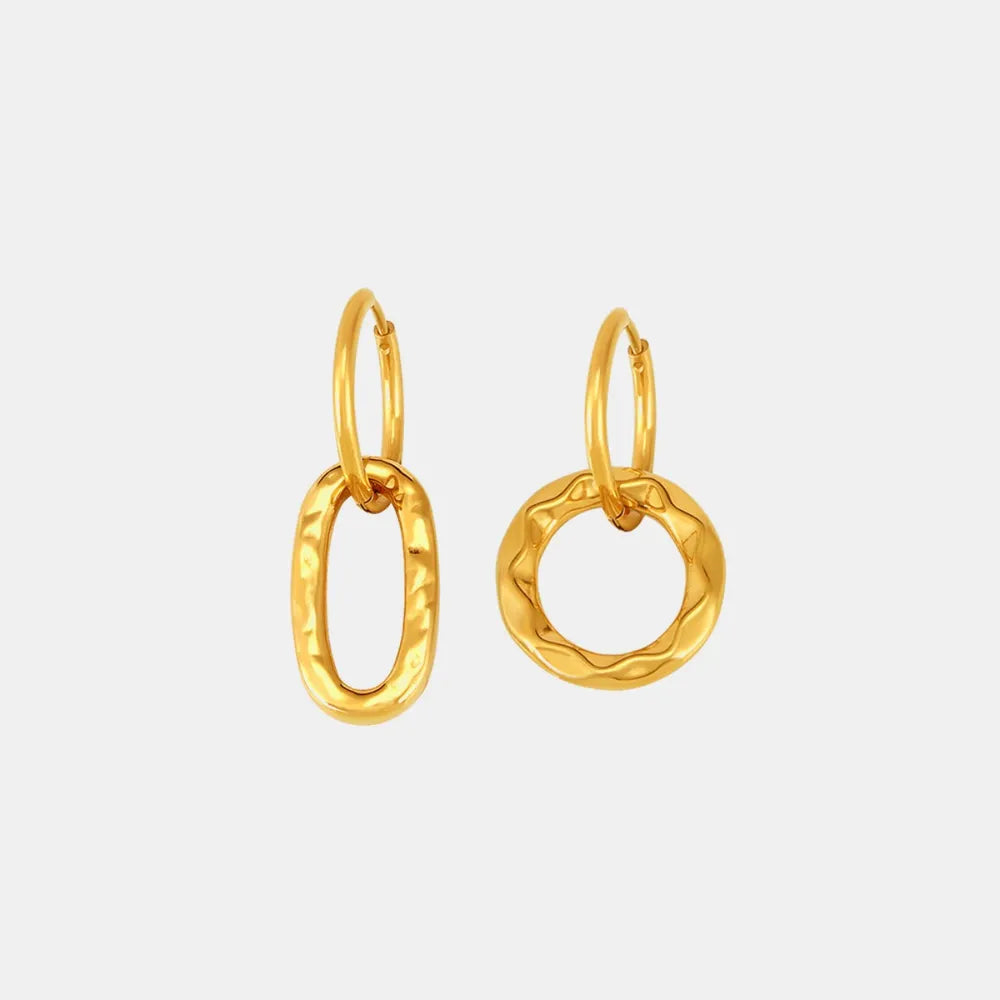 18K Gold-Plated Titanium Steel Annulus Earrings - alternate earring view