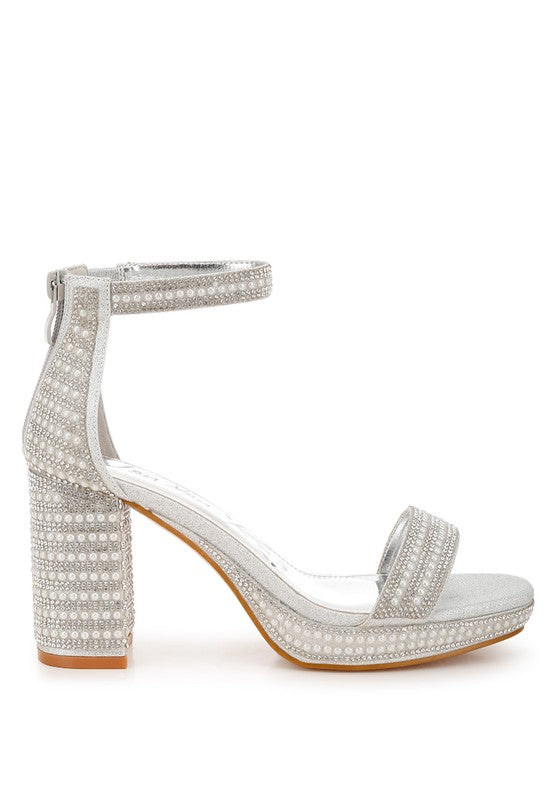 Pearl Embellished Sandals A