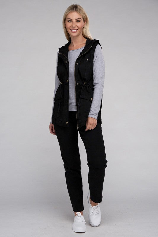 Drawstring Hoodie Vest