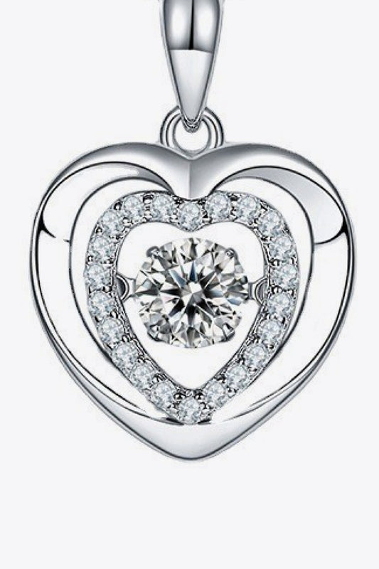 Moissanite Heart Pendant Necklace - alternate necklace view