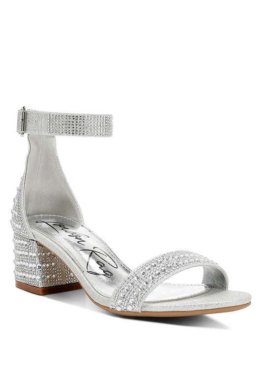 Rhinestones Low Block Sandals