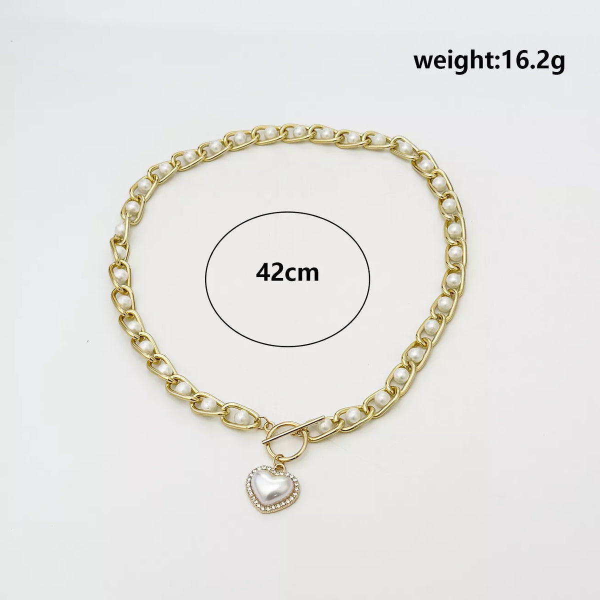 Chunky Pearl and Heart Pendant Necklace - alternate necklace view