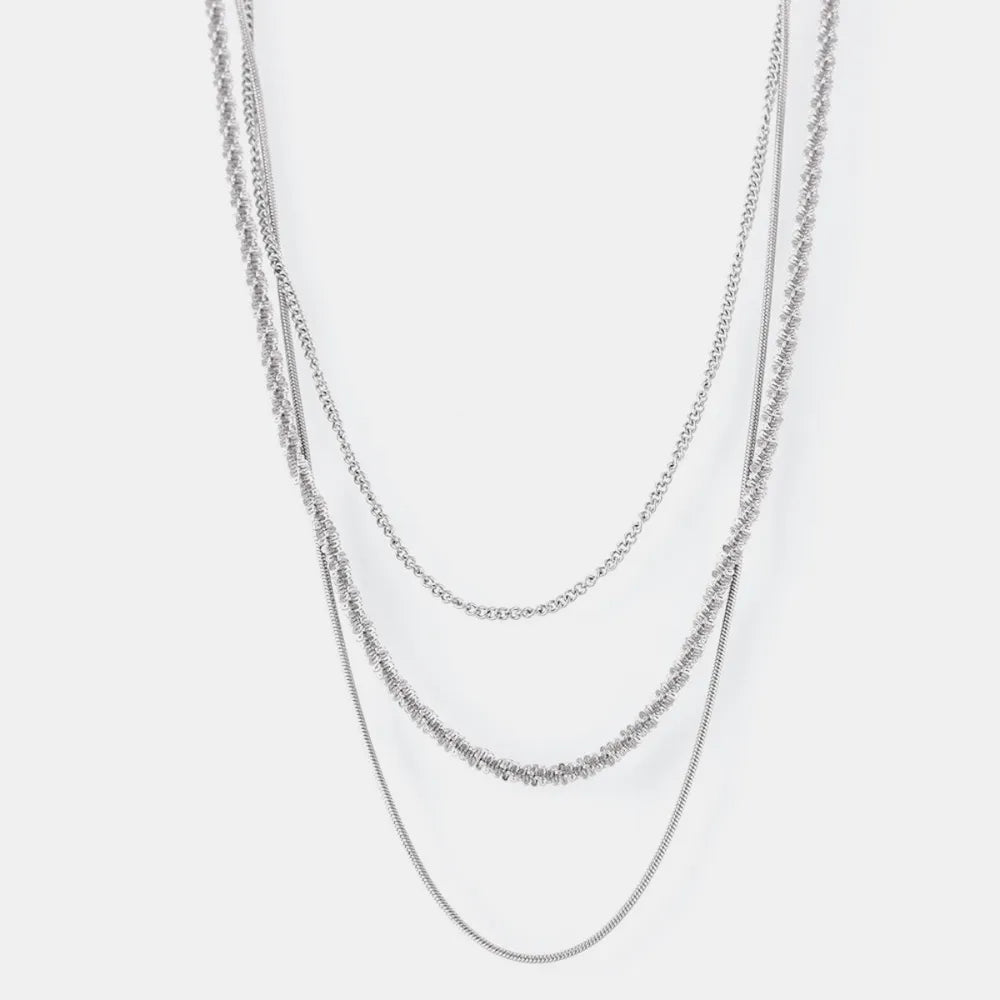 Titanium Steel Three-Layered Necklace - alternate necklace view