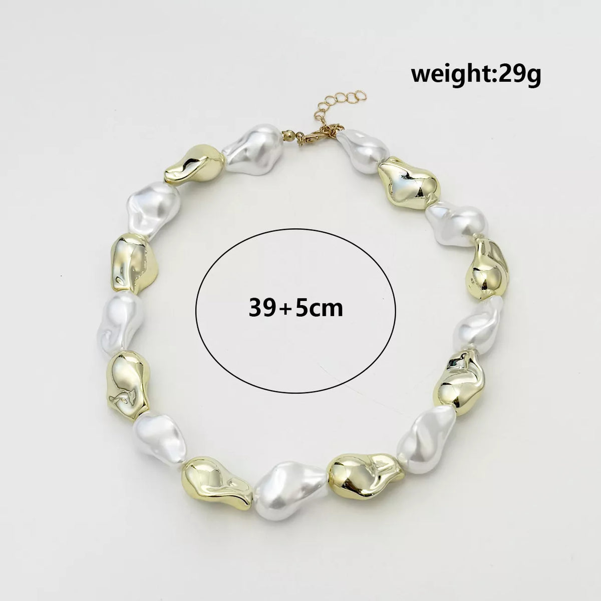 Chic Synthetic Pearl and Gold-Tone Metal Bead Statement Necklace - alternate necklace view