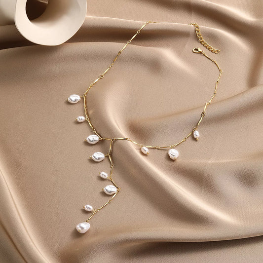18K Gold-Plated Pearl Necklace - alternate necklace view