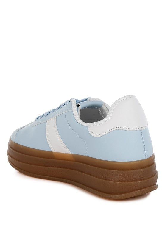 Faux Leather Lace-Up Sneakers
