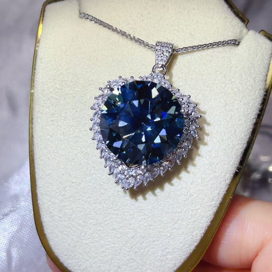 20 Carat Moissanite Sterling Silver Pendant Necklace - alternate necklace view
