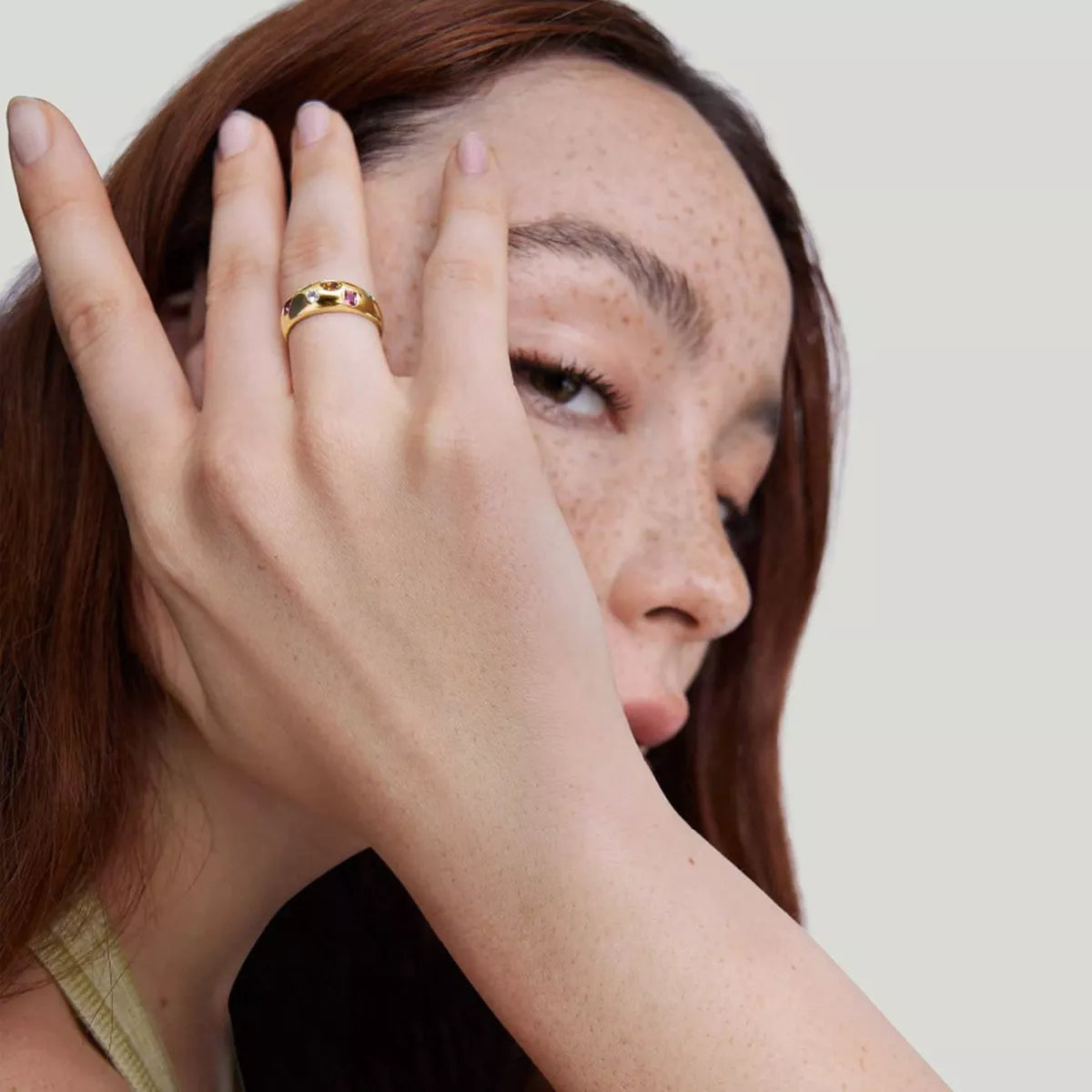 18K Gold-Plated Colorful Zircon Ring - alternate ring view