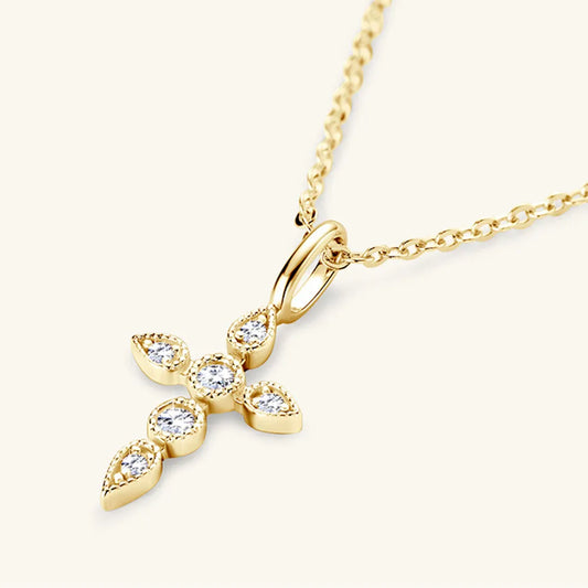 Sterling Silver Moissanite Cross Pendant Necklace in Silver - women's pendant necklace