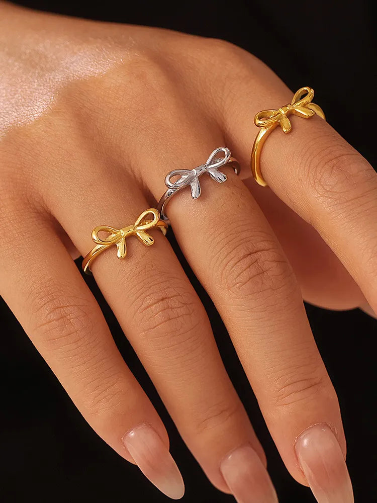 Stainless Steel Bow Ring in Silver - women's ring