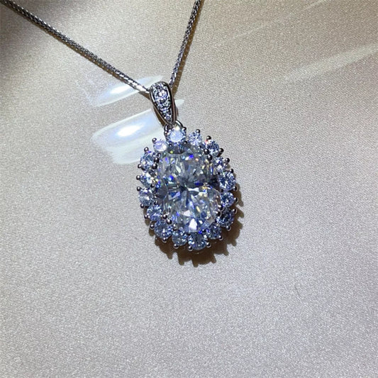 8 Carat Moissanite Sterling Silver Pendant Necklace - alternate necklace view