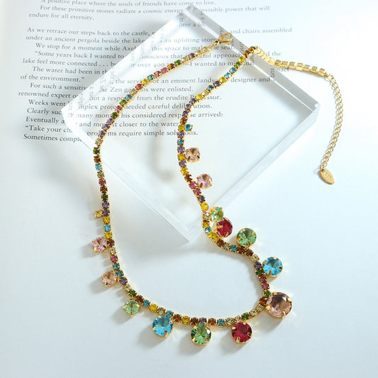 Crystal Copper Chain Necklace in Silver - women's chain necklace