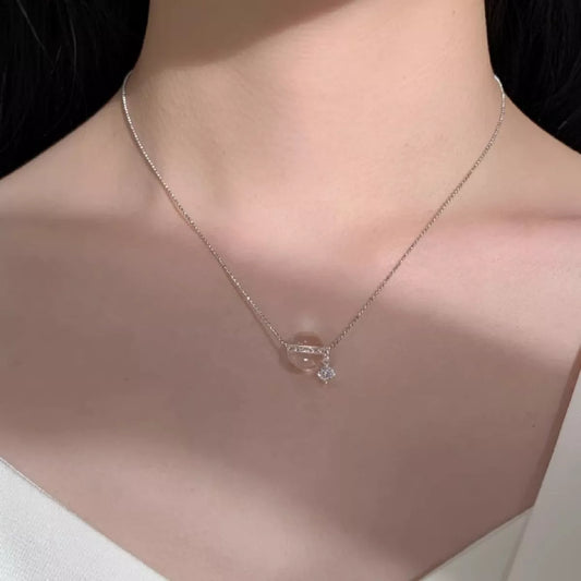 Sterling Silver Crystal Pendant Necklace - alternate necklace view