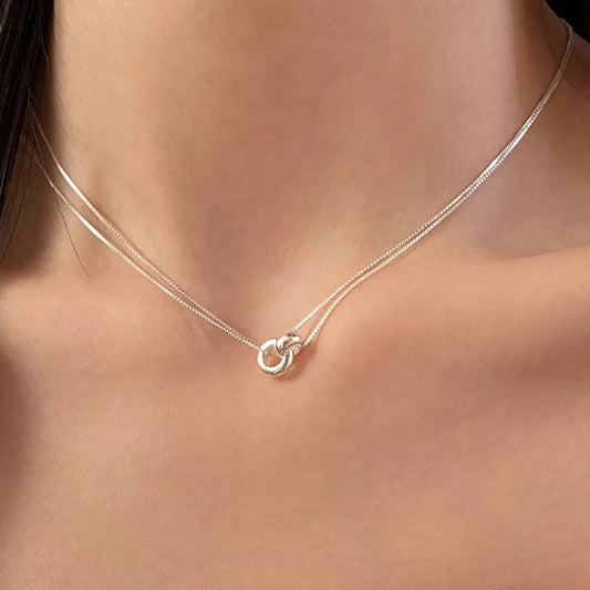 Double Strand Sterling Silver Necklace - alternate necklace view