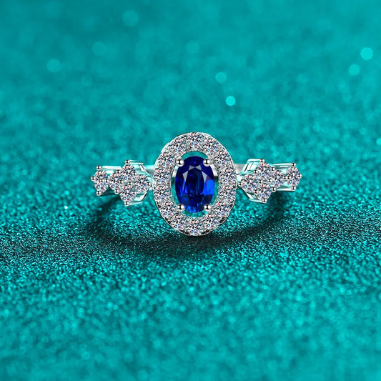Sterling Silver Moissanite Ring in Silver - women's ring