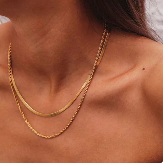 18K Gold-Plated Stainless Steel Layered Necklace - alternate necklace view