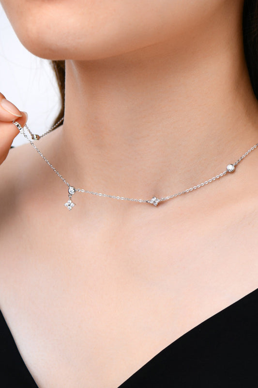 Moissanite Sterling Silver Necklace in Gold - women's necklace