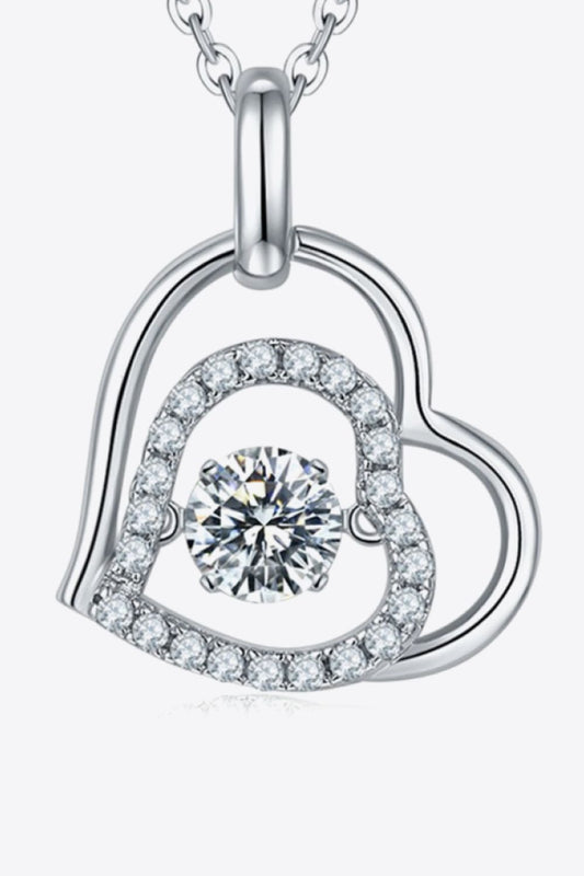 Moissanite Heart Pendant Necklace - alternate necklace view