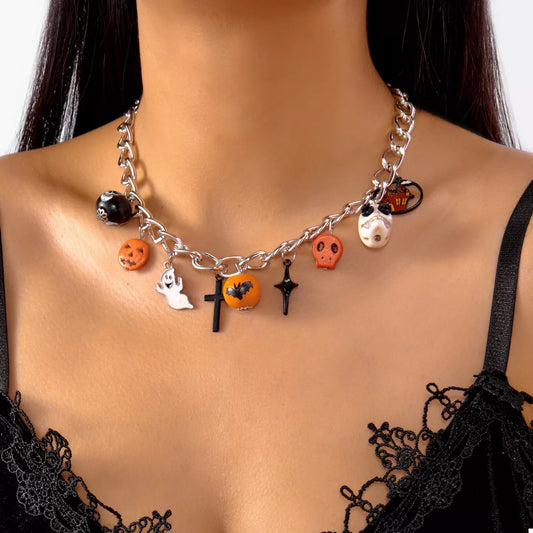 Halloween Charm Chain Necklace - alternate necklace view