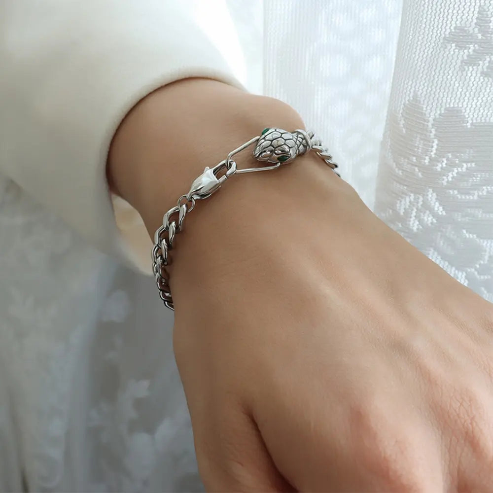 Snake Head Chain Titanium Steel Bracelet - alternate jewelry view