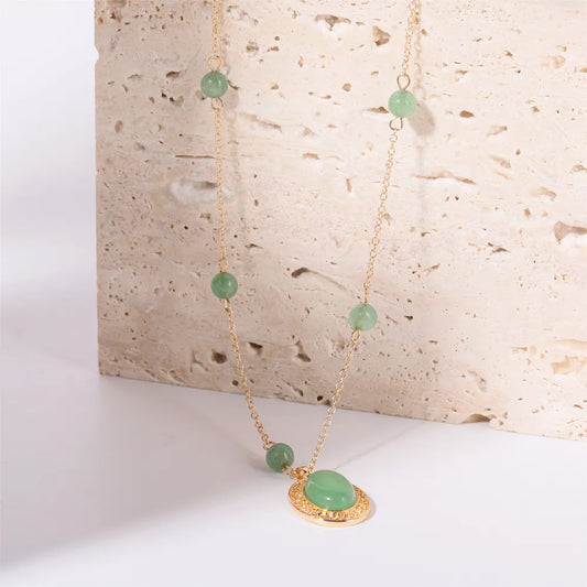 Copper Natural Crystal Pendant Necklace - alternate necklace view