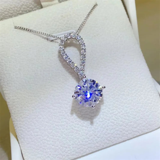 5 Carat Moissanite Sterling Silver Teardrop Necklace - alternate necklace view