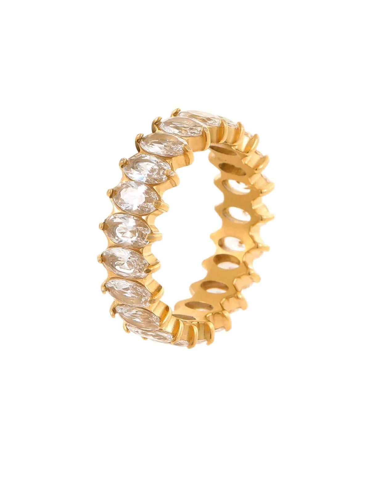 18K Gold-Plated Stainless Steel Zircon Ring - alternate ring view