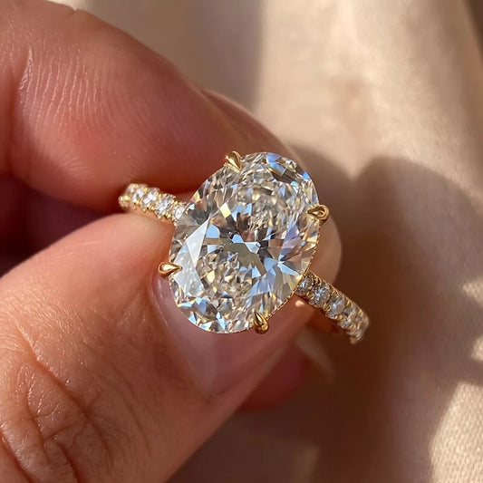 Oval Cut Zircon Ring in Silver - women's ring
