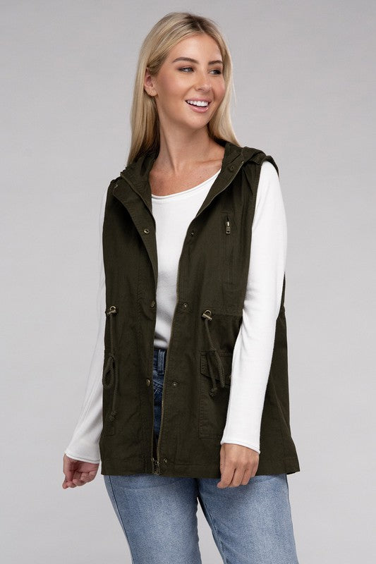 Drawstring Hoodie Vest