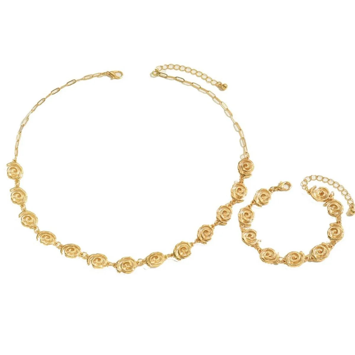 18K Gold-Plated Spiral Neclace and Bracelet Set - alternate jewelry view