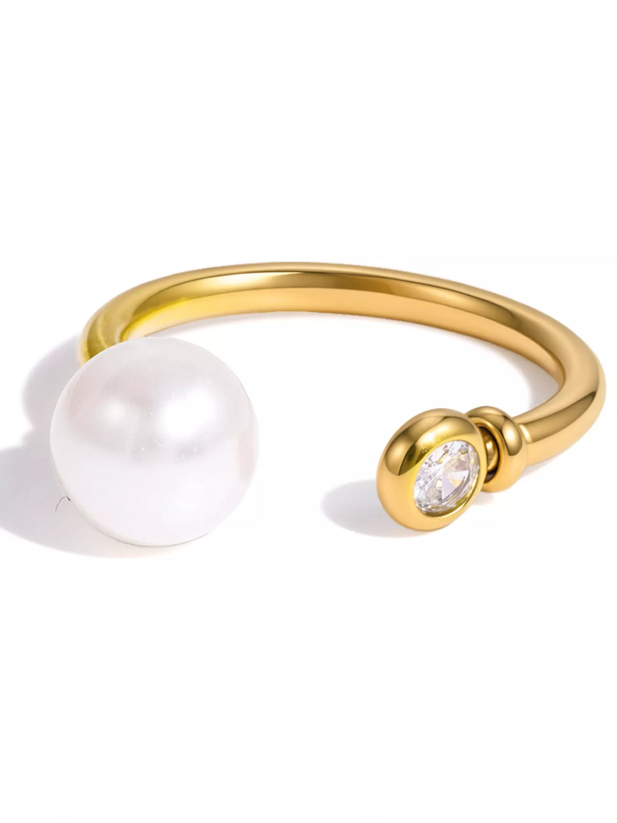 18K Gold-Plated Pearl Open Ring - alternate ring view