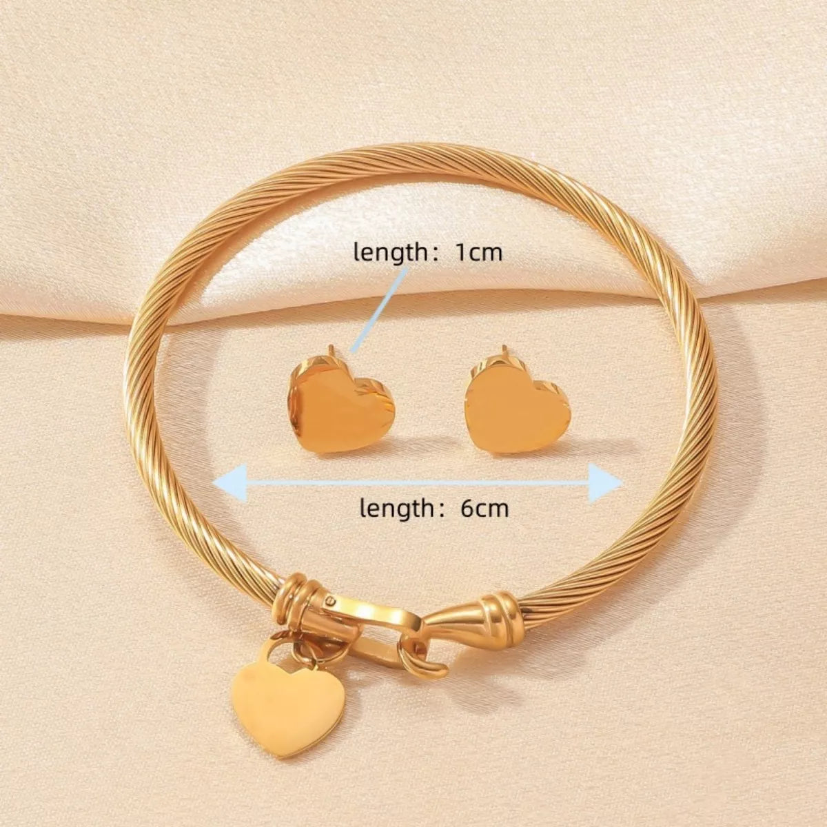 18K Gold-Plated Heart Earrings and Bracelet Set - alternate jewelry view
