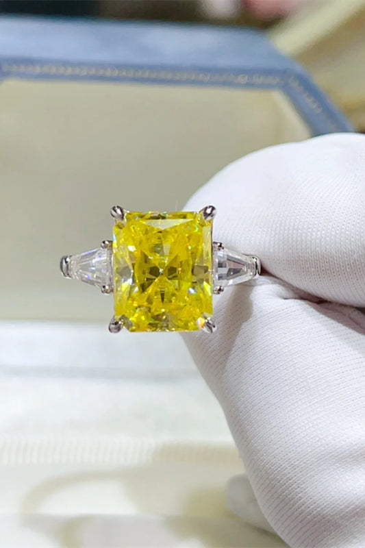5 Carat Moissanite Sterling Silver Ring in Canary Yellow - women's ring